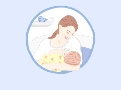 illustrazione madre felice che allatta in serenità